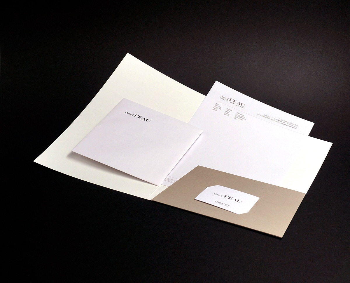 Féau – papeterie – enveloppe – carte de visite – papier en tête – pochette – studio octopus